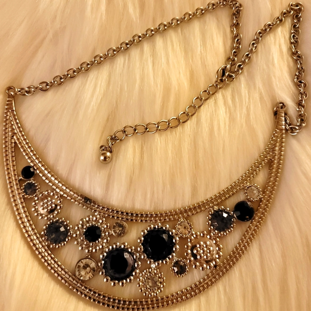 ML01 Vintage Women's Accessories Rhinestone Necklace Large Statement Piece